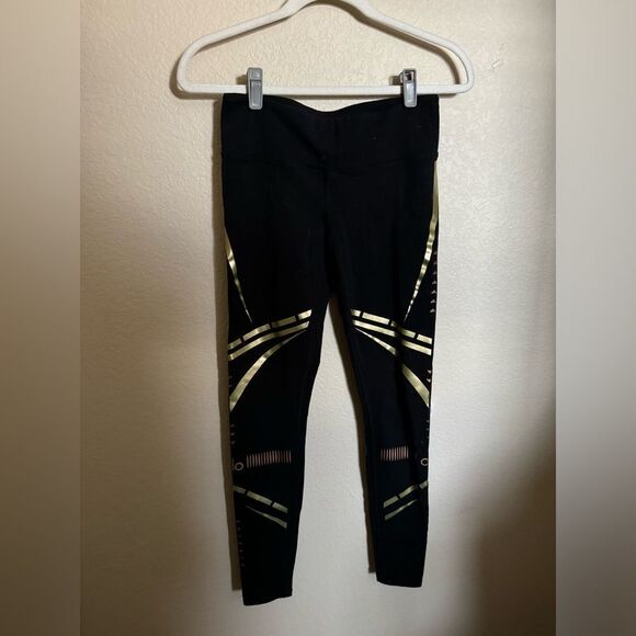 ALO Yoga Airbrush Chakra Leggings Size Small in Black & Gold - Picture 3 of 7